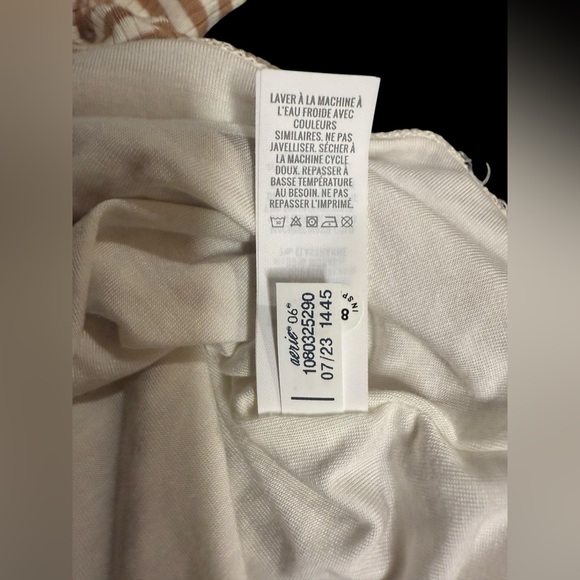 AERIE Offline Long Sleeve Lined Crop Top NEW W TAGS Size L Tan & White Striped - Picture 12 of 16